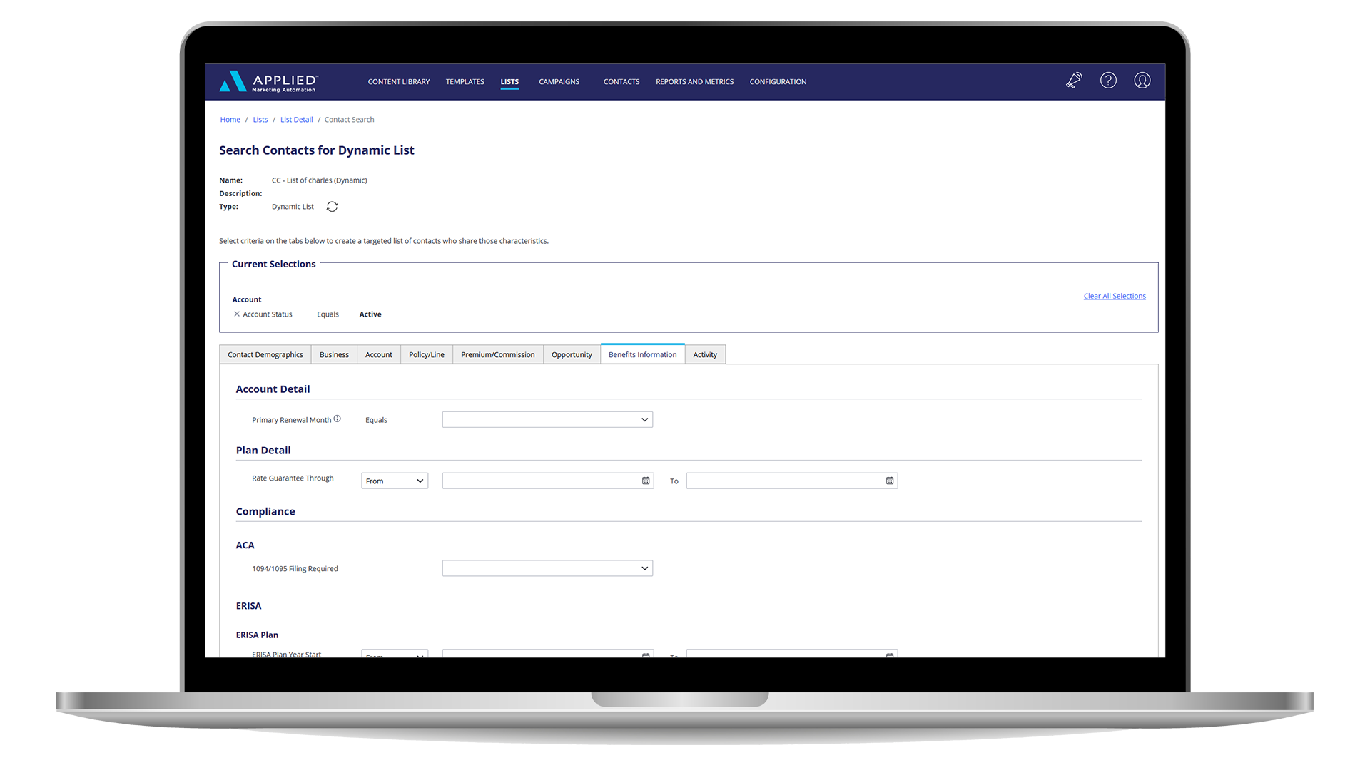 Benefits fields for targeted campaigns